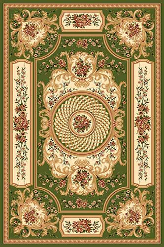 OLIMPOS 21 Зеленый Коллекция российских ковров «Олимпос» - это разнообразный дизайн и формы.  Высота ворса 11 мм. Количество ворсовых точек на кв.м.: 281600. Состав Хитсэт 100%. Вес м2: 2200 г.  Цена за м2: