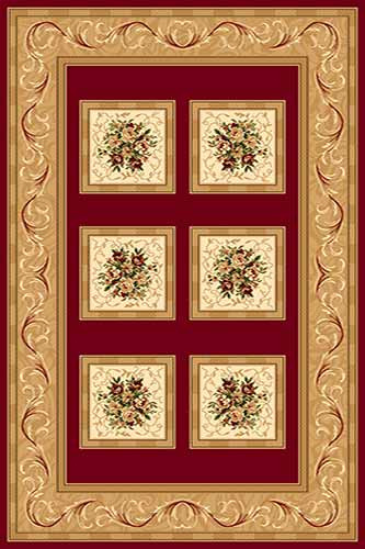 OLIMPOS 5 Красный Коллекция российских ковров «Олимпос» - это разнообразный дизайн и формы.  Высота ворса 11 мм. Количество ворсовых точек на кв.м.: 281600. Состав Хитсэт 100%. Вес м2: 2200 г.  Цена за м2: